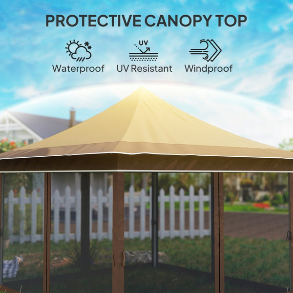 English Elm Adjustable Pop up Gazebo with Mesh Walls Oxford Fabric Canopy for Patio Garden T3971P426988