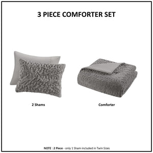 English Elm Full/Queen Blair Ruched Faux Fur Down Alternative Comforter Set – Luxurious Hypoallergenic OEKO‑TEX Bedding Ensemble Grey 11.02 L x 18.31 W x 10.24 H B035129367