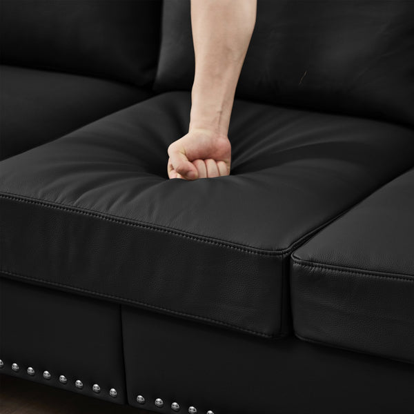 English Elm 59.5" Modern Classic Loveseat Sofa with Storage, Solid Wood Frame, Coil Springs & Removable Covers Black W1097S00175
