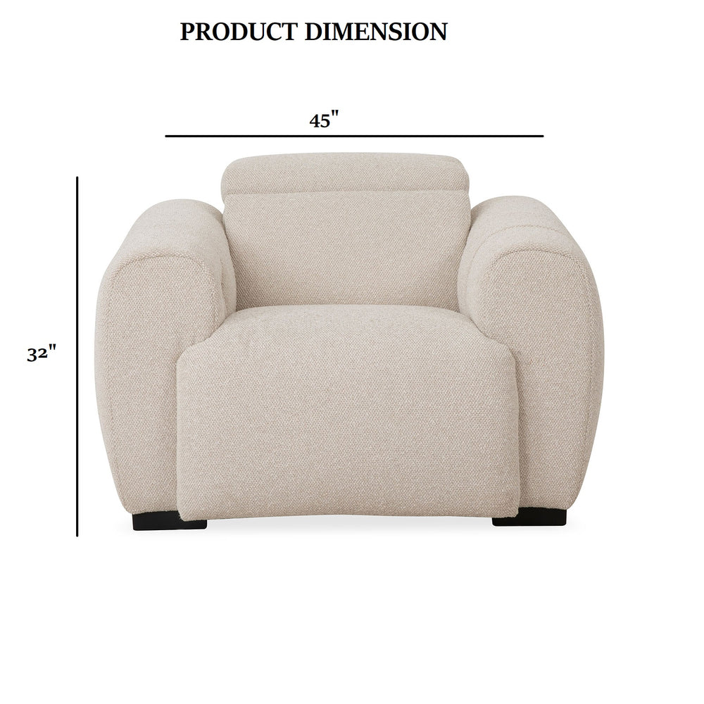 English Elm Contemporary Power Recliner with Plush High-Density Foam, Soft Track Arms, Hardwood Frame, Oversized Seat White 47 L x 45 W x 30 H B2741P395246