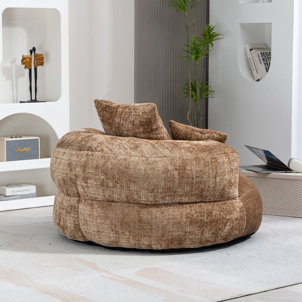 English Elm Lazy Sofa Oversized Ergonomic Bean Bag Lounger with High Wrap Back, Plush Chenille Foam Comfort for Living Room, Bedroom, Office Coffee W395P252063