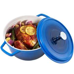 English Elm Lightweight 5 Qt Dutch Oven With Lid – Nonstick Enameled Pot For Baking, Multi-Cooktop Use, Blue T3950P399485