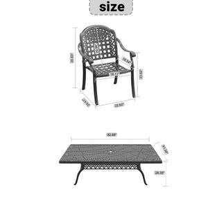 English Elm 9-piece Cast Aluminum Outdoor Dining Set with Carved Patterned Chairs and Weather Resistant Frame W1710S00647