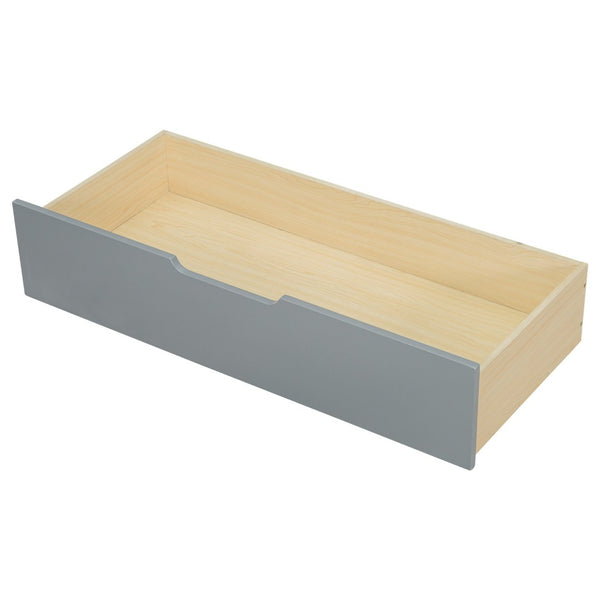 English Elm Wood Twin Size Platform Bed With Storage, Charging Station & Upholstered Headboard - Gray Design GX002107AAE-1-GIGA