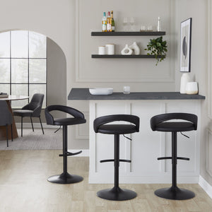 English Elm Adjustable Swivel Barstools Set of 3 Faux Leather Metal Counter Height Seating B202S02041