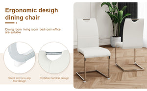 English Elm Modern Faux Leather Dining Side Chairs with Chrome Legs Ergonomic Set of 2 W210127287
