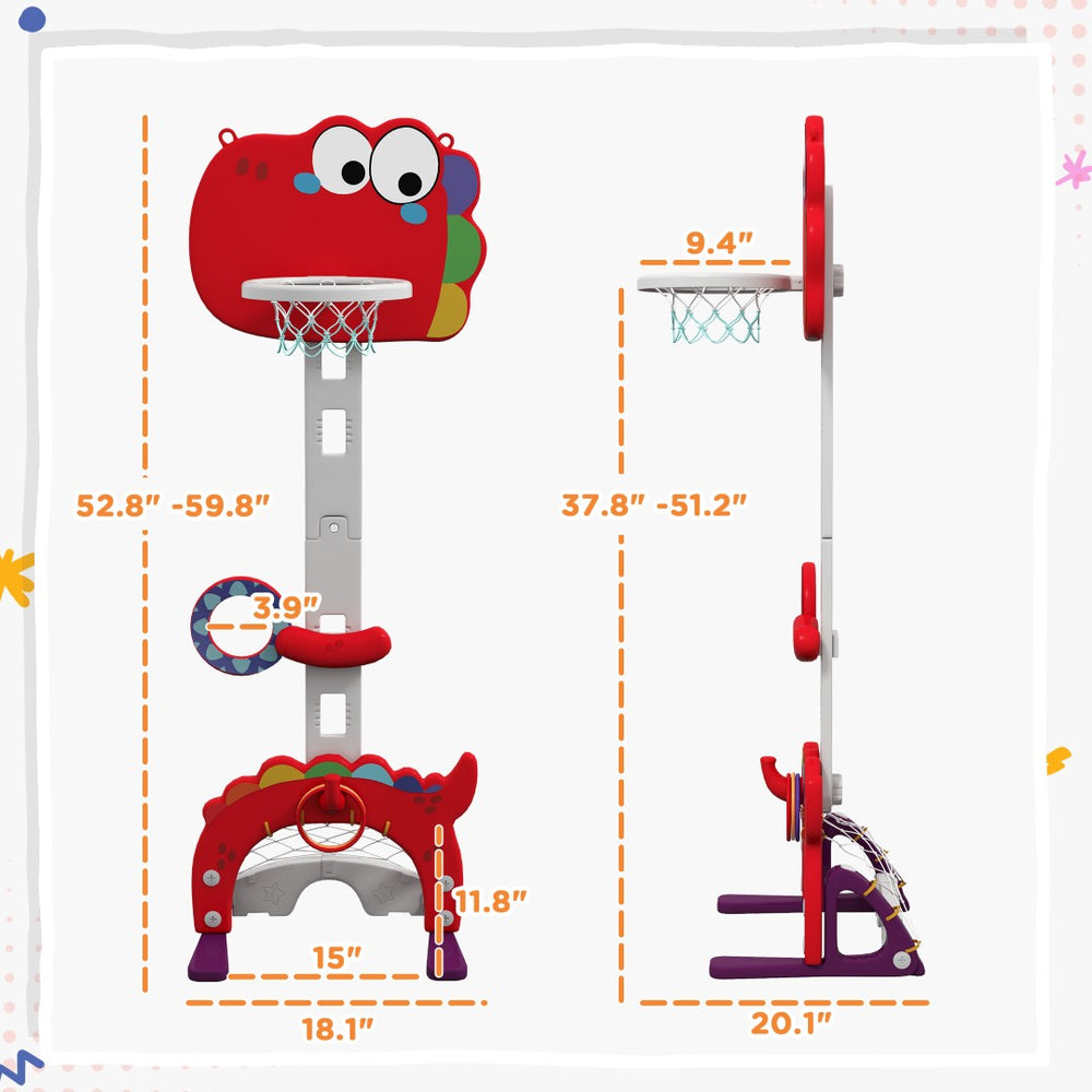 English Elm Kids Adjustable Dinosaur Theme 5 Sport Basketball Hoop Stand for Active Play T3971P441991