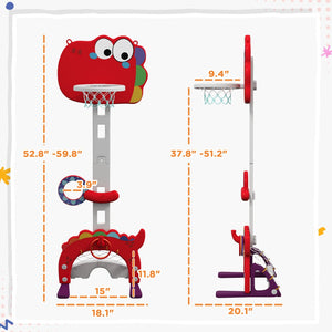 English Elm Kids Adjustable Dinosaur Theme 5 Sport Basketball Hoop Stand for Active Play T3971P441991