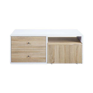 English Elm Rectangular Modern Coffee Table with Wood Top and Metal Frame, Two-Tone Finish for Stylish Living White B016P312977