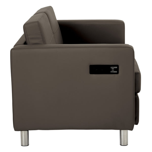 OSP Home Furnishings Atlantic Compact Loveseat with Built-in Usb Charging Ports and Chrome Legs for Modern Spaces Graphite ATL52-R111