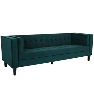 English Elm Christopher Knight Home® - 3-Seater Elegant Tufted Velvet Sofa with Solid Eucalyptus Frame, High-Density Foam Cushions and Dark Wood Legs Frosty Green N765P165496