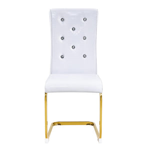 English Elm Set of 2 Glam Faux Alligator Pvc Dining Chairs with Crystal Buckle Bow Legs White W3875P371056