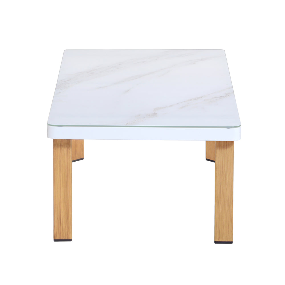 English Elm Vine 4-Piece Conversation Set Cream — Waterproof Aluminum & UV-Resistant Cushions, Marble Table Elegance B365S00106