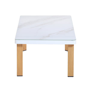 English Elm Vine 4-Piece Conversation Set Cream — Waterproof Aluminum & UV-Resistant Cushions, Marble Table Elegance B365S00106