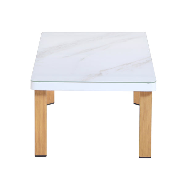English Elm Vine 4-Piece Conversation Set Cream — Waterproof Aluminum & UV-Resistant Cushions, Marble Table Elegance B365S00106