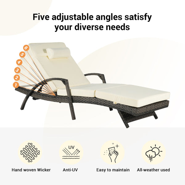 English Elm Outdoor Wicker Reclining Chair Set Of 2 With Cushions - Stylish, Durable, Adjustable For Ultimate Comfort W874P264730-GIGA