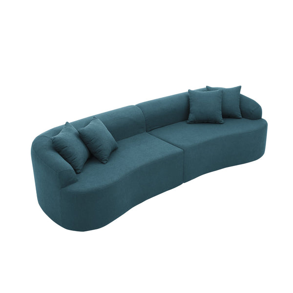 English Elm Curved Modular Sectional Sofa with High-Density Foam Compression, No-Assembly Modern Minimalist Comfort Blue W487S00355