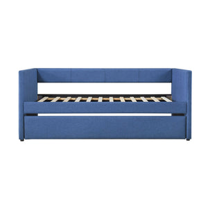 English Elm 1pc Trudy Daybed with Trundle Upholstered Fabric Modern Wooden Frame Versatile Guest Sofa Bed Blue 82.5 L x 33 W x 6.5 H B011P256687