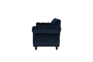 English Elm Formal Crystal-Tufted Velvet Loveseat with Rolled Arms and Silver Nailhead Trim for Elegant Living Rooms Indigo 59 L x 32 W x 19 H B011S01695