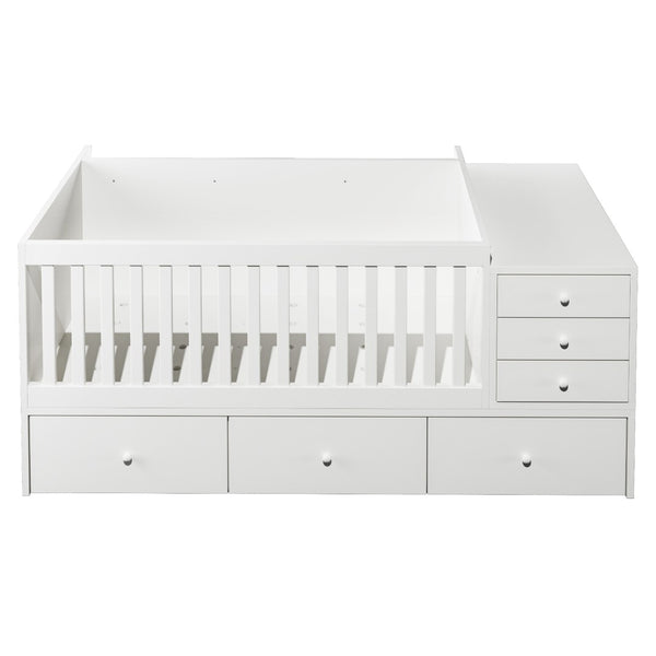 English Elm Convertible Crib Daybed with Changing Table Six Drawers Pine Wood Nursery Frame FF00001AAW