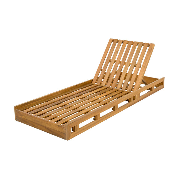English Elm Christopher Knight Home® - Lounge Chaise Lounge Set - Acacia Wood With Water-Resistant Cushions, 4-Position Recline & Tropical Style N770P272405T_N770P253018L