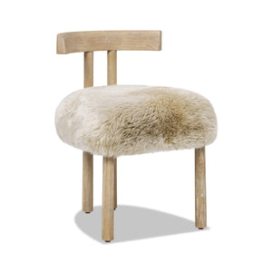 English Elm Jennifer Taylor Home - Arden Sheepskin Dining Chair 19.5" Natural Blonde Fur, Handcrafted Wood, Insulating Comfort B2719P321039