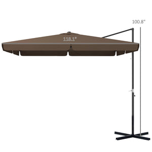English Elm Outsunny 10' Square Cantilever Patio Umbrella With Tilt, Crank, Air Vent For Backyard Shade Retreat W2225P174164-GIGA