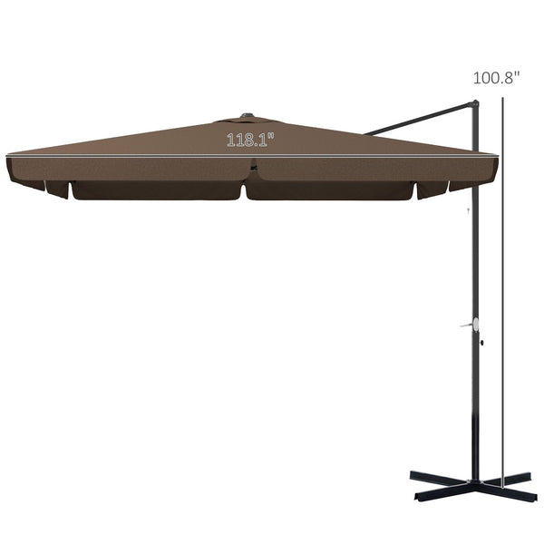 English Elm Outsunny 10' Square Cantilever Patio Umbrella With Tilt, Crank, Air Vent For Backyard Shade Retreat W2225P174164-GIGA