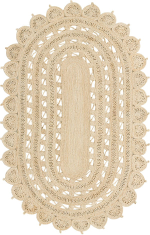Unique Loom Braided Jute Punita Hand Braided Novelty Rug Ivory,  5' 1" x 8' 0"
