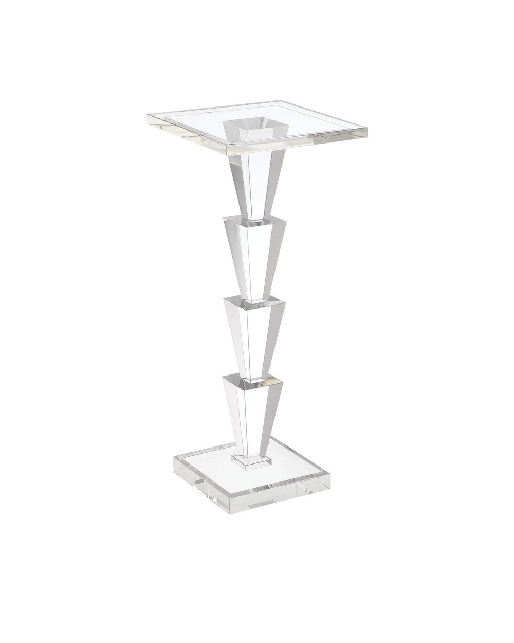 Currey & Company Tiana Drinks Table - Elegant Geometric Crystal Design For Glamorous Living Spaces & Upscale Entertaining Clear Optic Crystal 3000-0319-currey-company