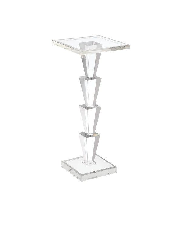 Currey & Company Tiana Drinks Table - Elegant Geometric Crystal Design For Glamorous Living Spaces & Upscale Entertaining Clear Optic Crystal 3000-0319-currey-company