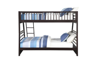 English Elm Jason Twin/Full Bunk Bed with Built-In Storage Drawers, Solid Wood Frame, Slatted Guardrail Design Espresso 85.5 L x 20.1 W x 12.4 H B2726S00488