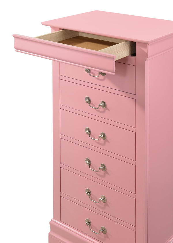 English Elm Louis Elegant 4-Drawer Chest with Carved Bases & English Dovetail Drawers, Tarnish-Resistant Hardware Pink 53 L x 24 W x 19 H B078108176
