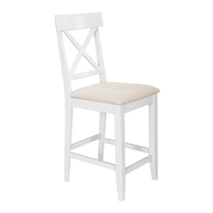 English Elm Topmax 5-Piece Farmhouse Counter Height Dining Set With Storage Shelves & Upholstered Chairs, White N717S000141K-GIGA