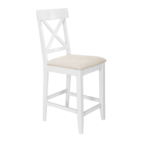 English Elm Topmax 5-Piece Farmhouse Counter Height Dining Set With Storage Shelves & Upholstered Chairs, White N717S000141K-GIGA