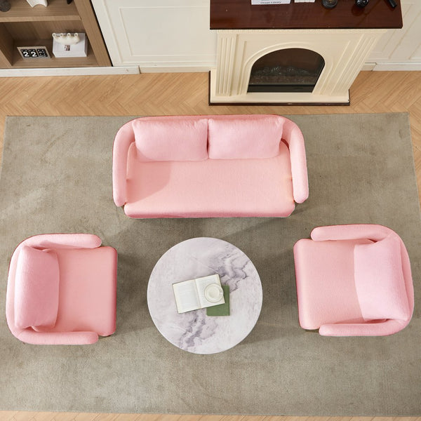 English Elm TS Modern decorative chair with teddy fleece upholstery, ergonomic sponge cushion and gold legs for luxe comfort and style Pink W2311P364623