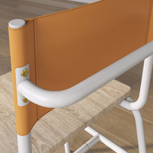 English Elm Dining Chair Set of 2 White Finish — Faux Woodgrain Seat, Brown Leatherette Back, Stylish Comfort for Home B356P367901