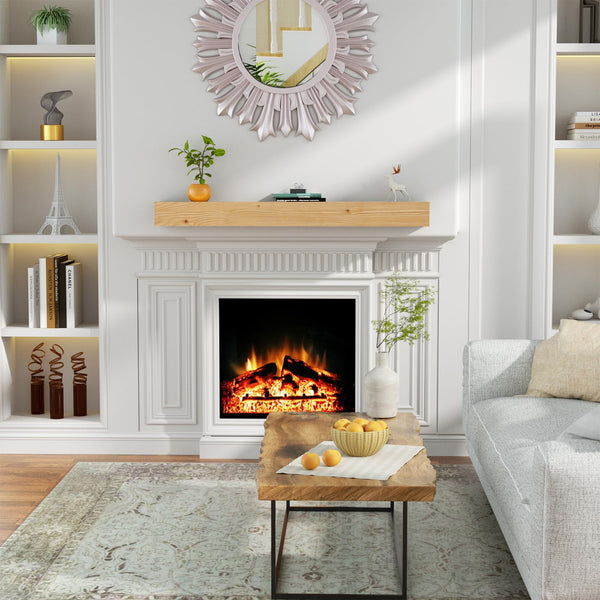 English Elm Fireplace Mantel - Handcrafted 60" Solid Pine Floating Shelf For Stylish Home Decor & Easy Installation T3210P392799