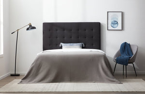 English Elm Generic Rectangle Square Tufted Headboard Queen Charcoal | Upholstered Linen-Style, Adjustable 46–58" B350P394813