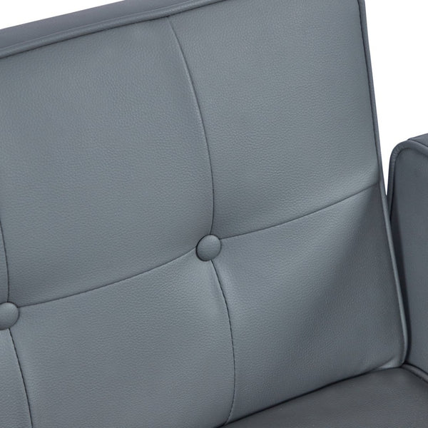 English Elm 2131pu-bk,bright Pu Leather Sofa with Low Profile Design and Industrial Accent Feet Gray W308P182966