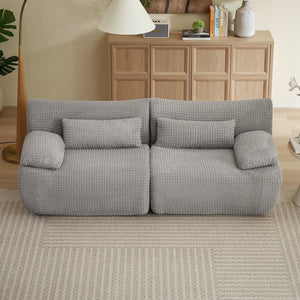 English Elm Loveseat Corduroy Cloud Couch Modular Boneless Sofa for Comfortable Living Room Lounging Grey W2339P461305