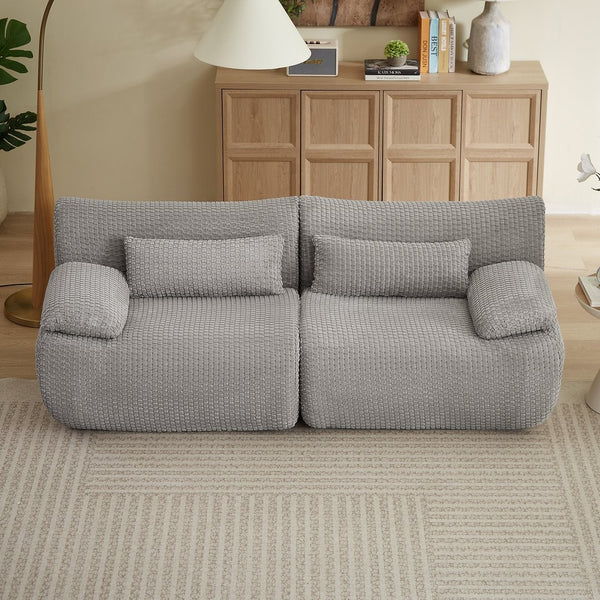 English Elm Loveseat Corduroy Cloud Couch Modular Boneless Sofa for Comfortable Living Room Lounging Grey W2339P461305