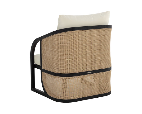 Sunpan Palermo Lounge Chair - Stylish Outdoor Comfort with Durable Wicker, Teak Wood, and Quick-Dry Cushions Charcoal / Stinson Cream