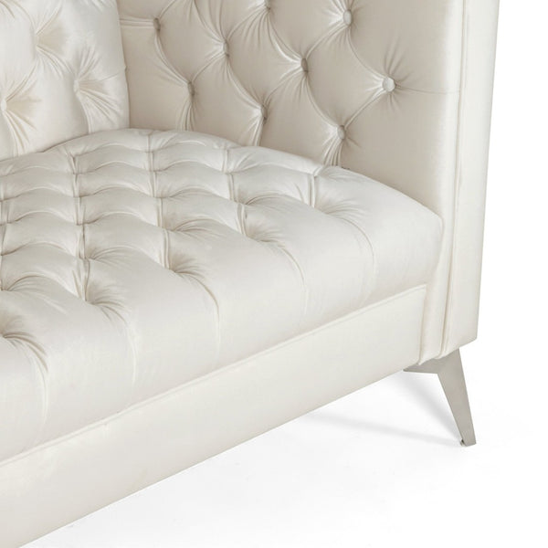 English Elm 3-seater Tufted Upholstered Sofa with Matte Iron Legs for Modern Living Rooms 68263.00A