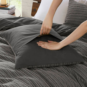 English Elm 3PCS King Comforter Set – Plush Washed Microfiber Comforter & Shams, Hypoallergenic 100% Poly Fill Luxury Charcoal 11.5 L x 9.5 W x 9 H B035P341121