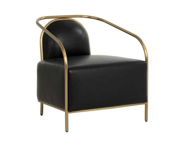 Sunpan Cicero Lounge Chair - Elegant Cantina Black Faux Leather With Sleek Gold Stainless Steel Frame Black Bonded Leather 111330