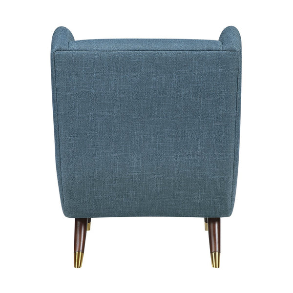 English Elm Modern Wingback Upholstered Accent Chair with Solid Wood Frame, Gold-Tip Legs, Plush Pocket Coil Comfort Blue 30.5 L x 33.5 W x 32 H B011P393056