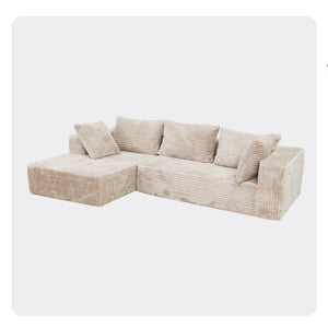 English Elm Cloud Plush Sectional Sofa L-Shape Chaise, CertiPUR-US Foam, Machine Washable Corduroy, Stain-Resistant Comfort W3341P346290