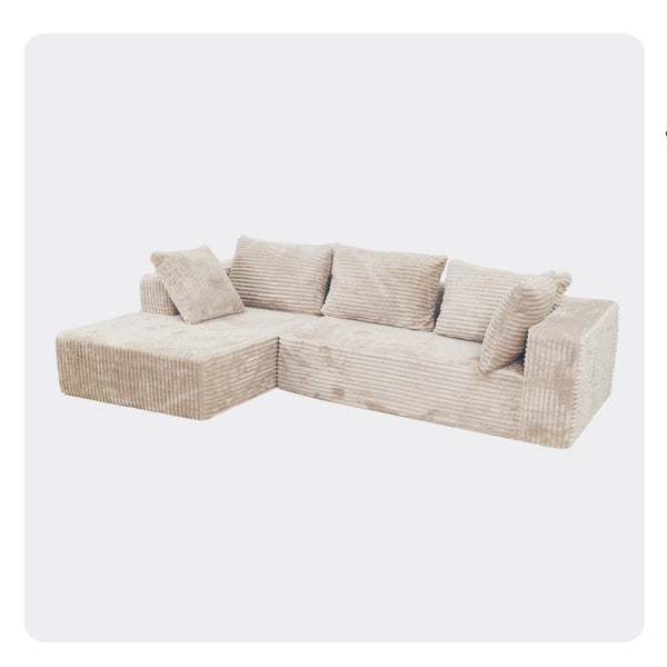 English Elm Cloud Plush Sectional Sofa L-Shape Chaise, CertiPUR-US Foam, Machine Washable Corduroy, Stain-Resistant Comfort W3341P346290