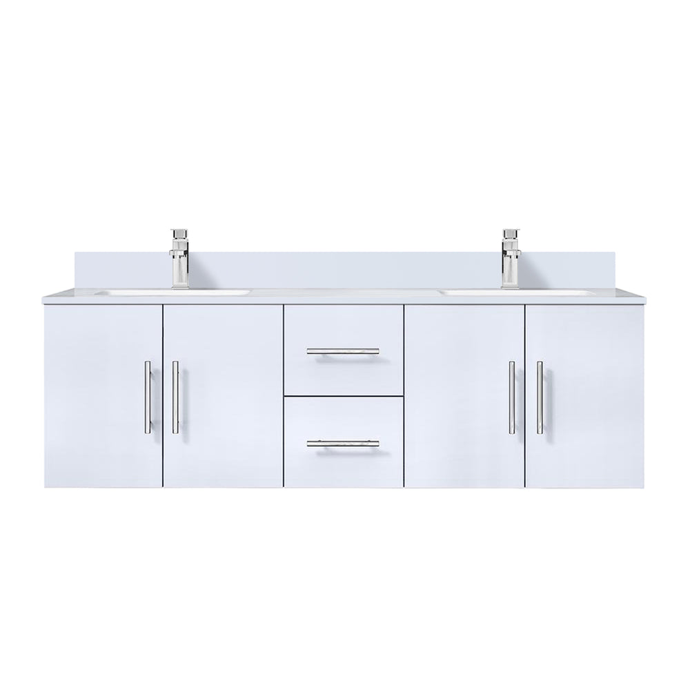 English Elm Glossy 60" Double Bath Vanity with Cultured Marble Top, Soft-Close Drawers, Chrome Faucet Set B2731P258689